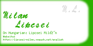 milan lipcsei business card